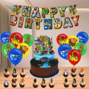 Set de decoración para fiesta de cumpleaños de Tralalo: pancarta, globos, adornos para tartas y cupcakes de Tralalo / Decoración de cumpleaños con dibujos animados / Artículos para fiestas de Tungtungsahur