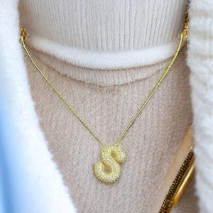 Collar de lujo con letras de circonita – Gargantilla con colgante de cristal de la A a la Z – Regalo de joyería de moda para mujer