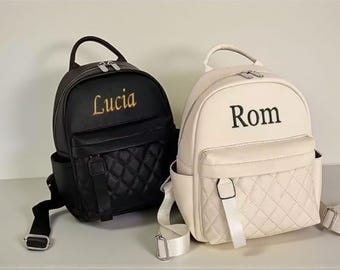 Personalized Initial Mini Backpack, Small PU Leather Backpack Purse for Women, Mini Leather Backpack Personalized - Etsy main image 3
