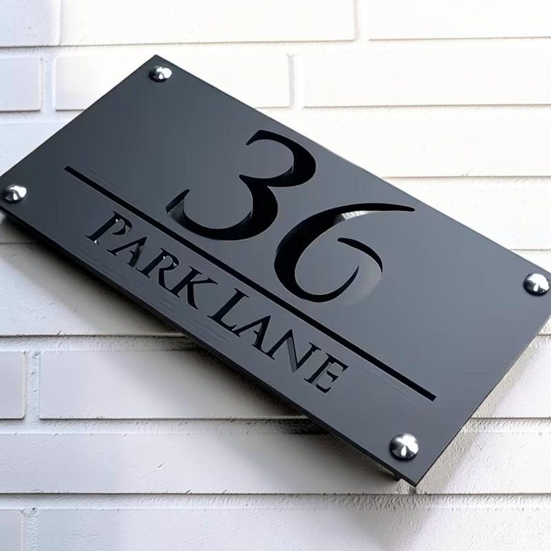 Custom Laser Cut Acrylic Address Plaque: Minimalist House Number Sign ...