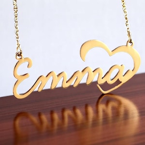 Collar con nombre personalizado • Colgante con firma manuscrita • Joyería personalizada • Regalo de acero inoxidable para ella