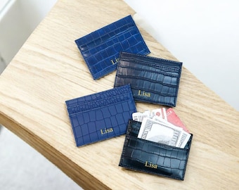 Personalisierter Kartenhalter - Krokodilmuster, personalisierter Name, Multi-Slot-Geldbörse, Geschenk für Sie