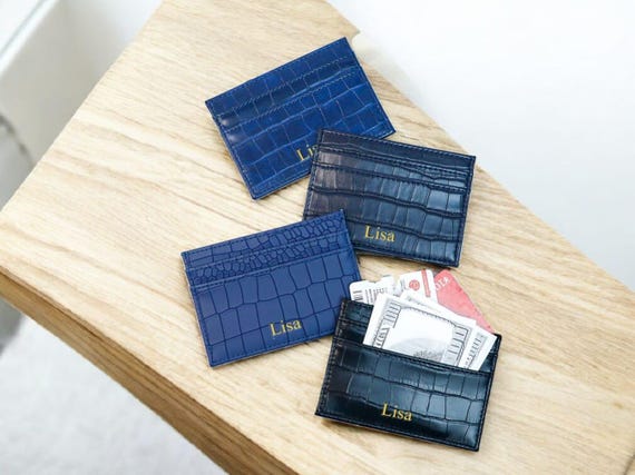 Custom Cardholder - Crocodile Pattern, Personalized Name, Multi-Slot Coin Purse, Gift for Her