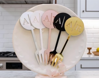 Garfos de sobremesa personalizados em acrílico: lembrancinhas de casamento personalizadas, recordações de noivado.