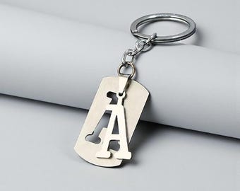 Personalized Initial Keychain: Stainless Steel Letter Key Ring