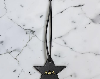 Llavero de estrella de cuero personalizado: llavero con inicial personalizada