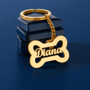 Personalisierter Hundeknochen Name Schlüsselanhänger - Personalisiertes Edelstahl Haustier Tag Schlüsselanhänger Geschenk für Frauen & Männer