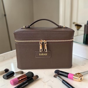 Personlig ECO-läderväska – Stor kapacitet för smink och toalettartiklar i läder