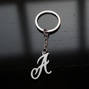 Personalized Initial Keychain: Silver Alphabet Letter Charm, Stainless Steel Key Ring