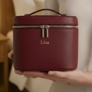 Personalized Large Capacity Makeup Bag – Custom Name PU Leather Travel Cosmetic Organizer