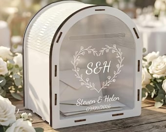 パーソナライズされたウェディングカードボックス、カスタム木製メールボックス、素朴なウェディングレセプションカードホルダー、アクリル封筒ボックス