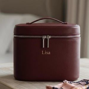 Borsa per il trucco con monogramma - Custodia per cosmetici con iniziale personalizzata, grande organizer da viaggio per donna, regalo di Natale