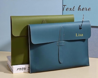 Porte-documents A4 avec nom personnalisé en cuir PU - Porte-documents commerciaux avec fermeture à boucle