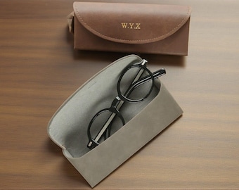 Personalized Faux Leather Glasses Case • Engraved Sunglasses Pouch