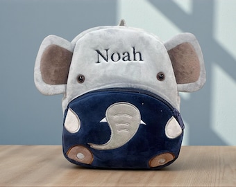Mochila de peluche personalizada con forma de elefante – Mochila infantil con nombre personalizado