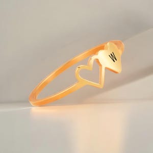 Personalized Initial Heart Ring: Gold Stainless Steel, A-Z