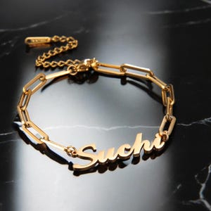 Pulsera con nombre personalizado: pulsera de cadena con letras de acero inoxidable personalizada, regalo familiar único para mujer.