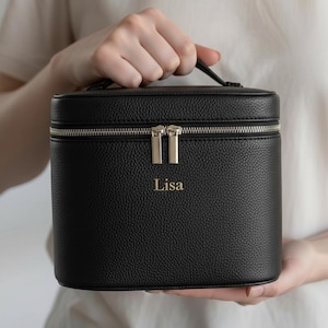 Personalized PU Leather Cosmetic Box • Large Travel Makeup Organizer