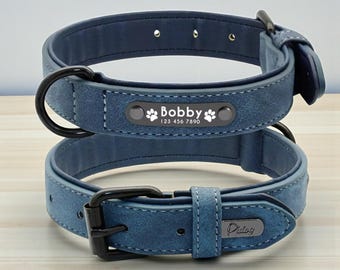 Collier pour chien personnalisé - Médaille d'identification en cuir personnalisée, petit moyen grand chien