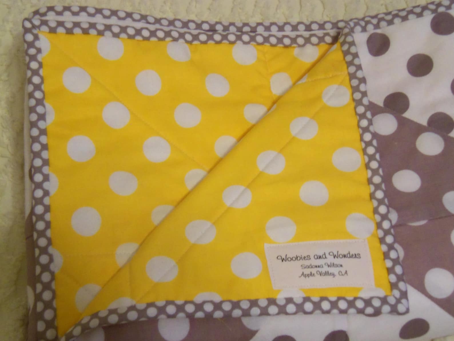 Chevron Baby Quilt Grey and White With Yellow Backing Etsy