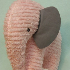 Chenille Elephant, Stuffed Pink with Grey ears image 4