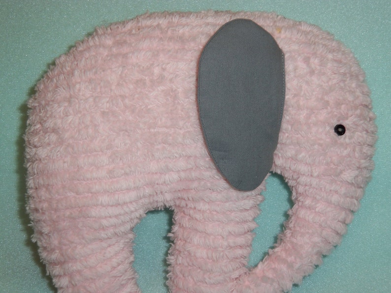 Chenille Elephant, Stuffed Pink with Grey ears image 1