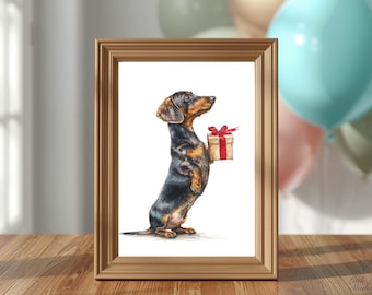 Dachshund Print, Sausage Dog Birthday Gift Decor (Digital Download)