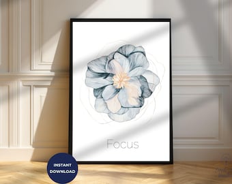 Impression d'art mural minimaliste Focus Poster de yoga apaisant (téléchargement numérique)