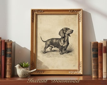 1907年ヴィンテージ ダックスフント 犬プリント TECKEL アンティーク