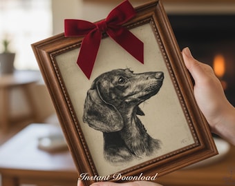 1907年ヴィンテージ ダックスフント 犬プリント TECKEL アンティーク