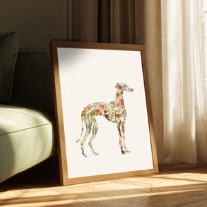 Greyhound Wall Art Print, Floral Greyhound Silhouette, Botanical Dog Art Printable, Digital Greyhound Decor image 8
