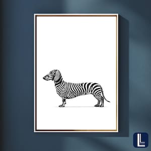 Zebra Dachshund Print: Sausage Dog Wall Art (Digital Download)