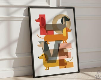 Dachshund Wall Art, Sausage Dog Love Print, Pet Lover Gift, Wiener quote Printable, Digital Download