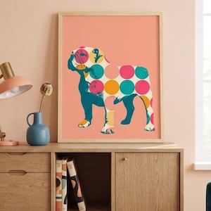 Colorful Bulldog Printable Wall Art, Dopamine Decor Dog Print, Pop Art English Bulldog Poster, Maximalist Pet Wall Decor, Digital Download