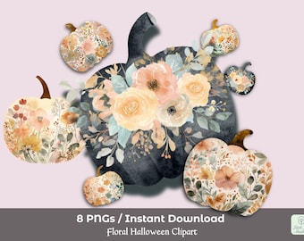 Watercolor Pumpkin Clipart Set: Fall Harvest PNG (Digital Download)