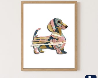 Abstract Dachshund Print: Modern Doxie Silhouette Art (Digital Download)