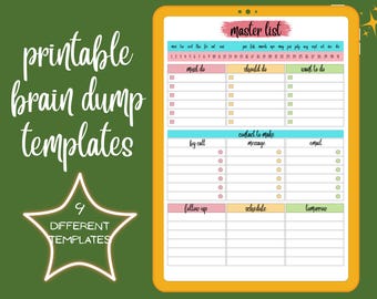 Brain Dump Worksheet Printable PDF | Productivity Planner Page | Mind ...