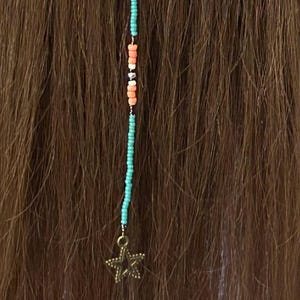 Southwest Beaded Hair Clip Turquoise Coral Bead Hair Extension Handmade Hair Clip Boho Clip In Hippie Hair Clip 12&quot; Long Hair Accessory