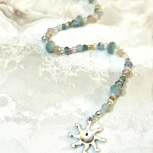 Blue Beaded Hair Clip Handmade Crystal Hair Clip Beach Hair Accessory Hippie Hair Clip 12” Long Hair Extension