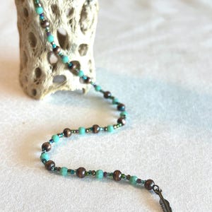 Boho Bead Hair Clip Turquoise Bead Hair Extension Handmade Hair Clip Boho Clip In Hippie Hair Clip 12&quot; Long Hair Accessory