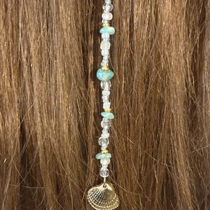 Beach Inspired Beaded Hair Clip Blue Bead Hair Extension Handmade Hair Clip Boho Clip In Hippie Hair Clip 12&quot; Long Hair Accessory
