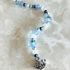 Blue Beaded Hair Clip Handmade Crystal Hair Clip Renaissance Hair Accessory Hippie Hair Clip 12” Long Hair Extension Clip In