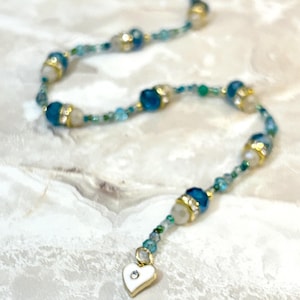 Blue Beaded Hair Clip Handmade Crystal Hair Clip Hippie Hair Clip Renaissance Hair Accessory Bead 12” Long Hair Extension