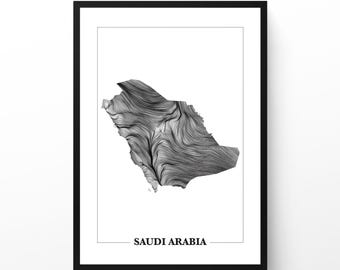 Saudi Arabia Wind Map Art Print: Minimalist Data Visualization (Set of 2, Digital Download
