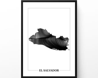 El Salvador Wind Map Art Prints (Set of 2) - Minimalist Data Art (Digital Download)
