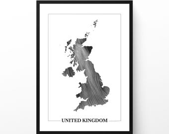 UK Wind Map Art Print Set: Minimalist United Kingdom Data Visualization (Digital Download