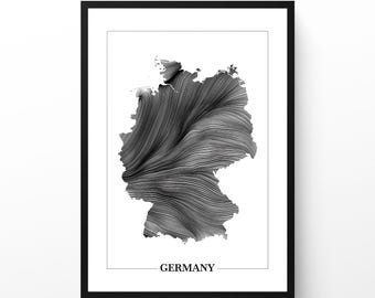 Germany Wind Map Set: Minimalist Data Art Prints (Digital Download