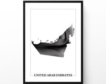 UAE Wind Map Art Print | Minimalist United Arab Emirates (Digital Download)