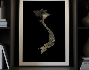 Vietnam Neon Wind Map Art Print Set: Minimalist Data Visualization (Digital Download)