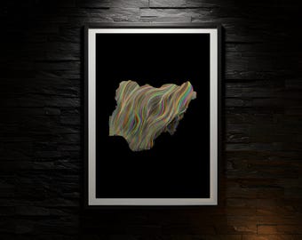 Nigeria Wind Map Art Print Set: Minimalist Data Visualization (Digital Download